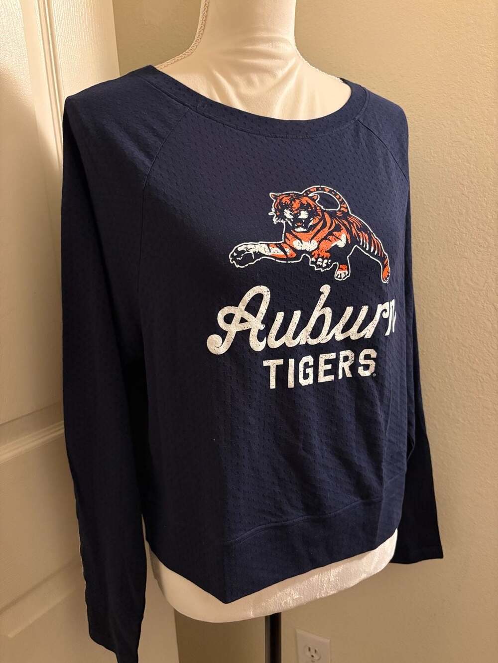 Under Armour Auburn Tigers Navy Perforated Long Sleeve Pullover Sweatshirt